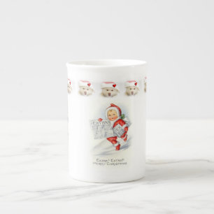 Porcelana Caneca de Natal, Vintage, Feliz Natal