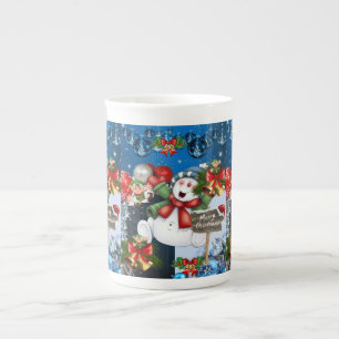 Porcelana Caneca de Natal, Vintage, Feliz Neve de Natal