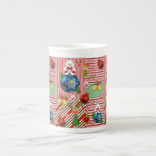 Porcelana Caneca de Natal, Vintage, Urso de Pelúcia Feliz Na