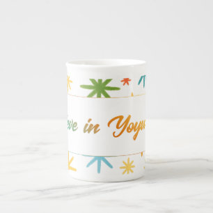 Porcelana Caneca de Osso 'Acredite em Si Mesmo' Colorida Mot