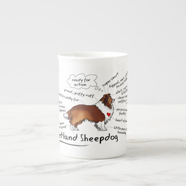 Porcelana Caneca de Sheepdog (Frente)