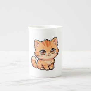 Porcelana Caneca Especial de Gatinho Malhado Laranja Fofa