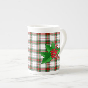 Porcelana Caneca festiva de China da xadrez de Tartan de
