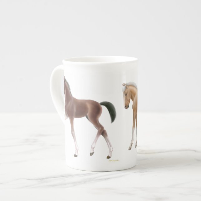 Porcelana Caneca pequena Frisky de China de osso dos potros (Frente Esquerda)