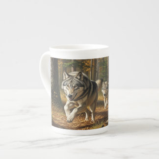 Porcelana Caneca temática de lobo estilo 1