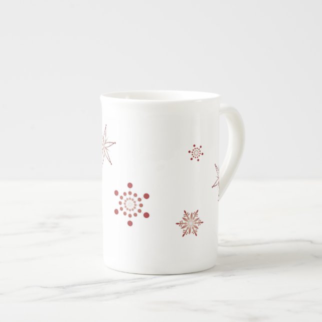 Porcelana Caneca vermelha do café dos flocos de neve | (Frente Esquerda)