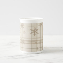 Porcelana Caneca Xadrez Gingham Floco de Neve – Cozy Neutro
