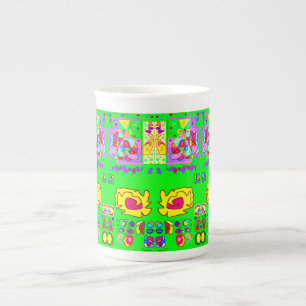 Porcelana Design de arte verde-clara numa caneca de porcelan