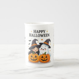 Porcelana Design de Caneca de Bruxa e Fantasma de Halloween