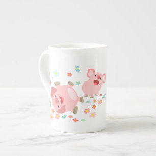 Porcelana Dois porcos bonitos de desenho na caneca China Pri