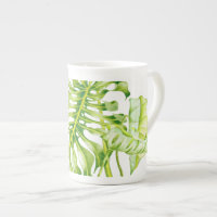 Esculturas de folha em uma caneca chinesa óssea