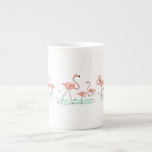 Porcelana Flamingo Oceano Múltiplo Grande osso de caneca