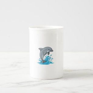 Porcelana Garrafa de Golfinho Alegre - Caneca Especial