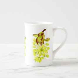 Porcelana 'Mapeamentos de Feliz' em uma caneca chinesa óssea