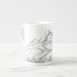 Porcelana Montanhas Desenhadas a Lápis em Caneca de Latte