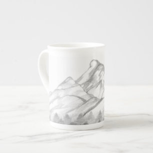 Porcelana Montanhas Desenhadas a Lápis em Caneca de Latte