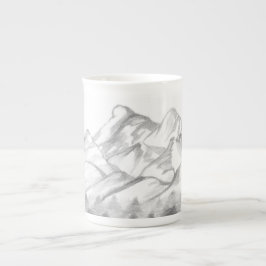 Porcelana Montanhas Desenhadas a Lápis em Caneca de Latte