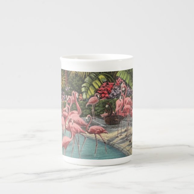 Porcelana Uma Caneca com Flamboyance de Flamingos (Frente)