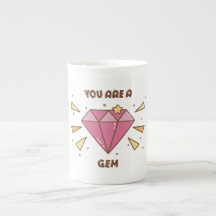 Você É uma Joia Caneca Motivacional Rosa de Gema F