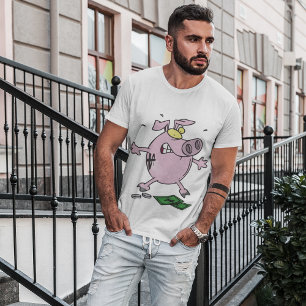 Porco Banco Rosado Zangado Camisa Engraçada de Por