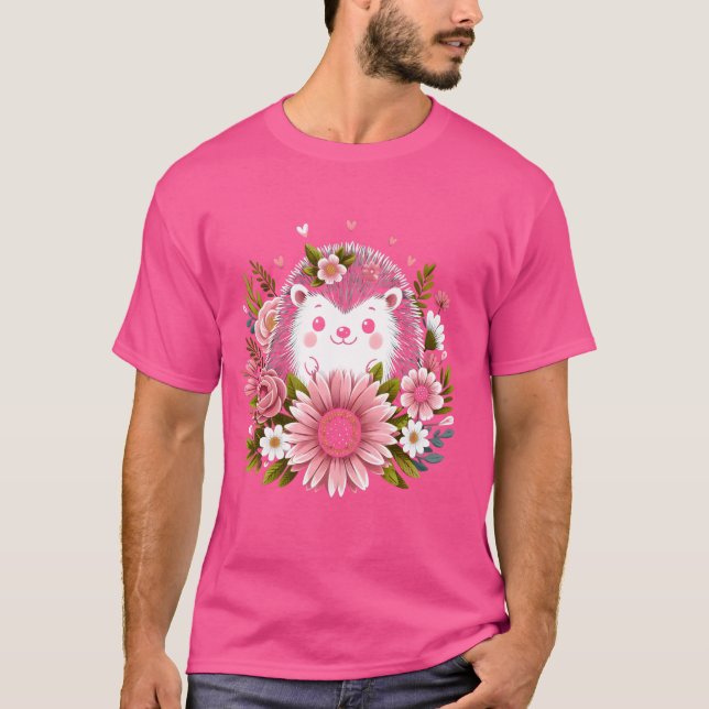 Porco Bonito Com Flores, Camisa Engraçada (Frente)
