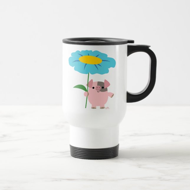 Porco bonito dos desenhos animados com a caneca (Direita)