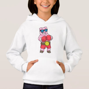 Porco como Boxer com luvas in a box