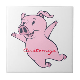 Porco cor-de-rosa feliz que salta Thunder_Cove