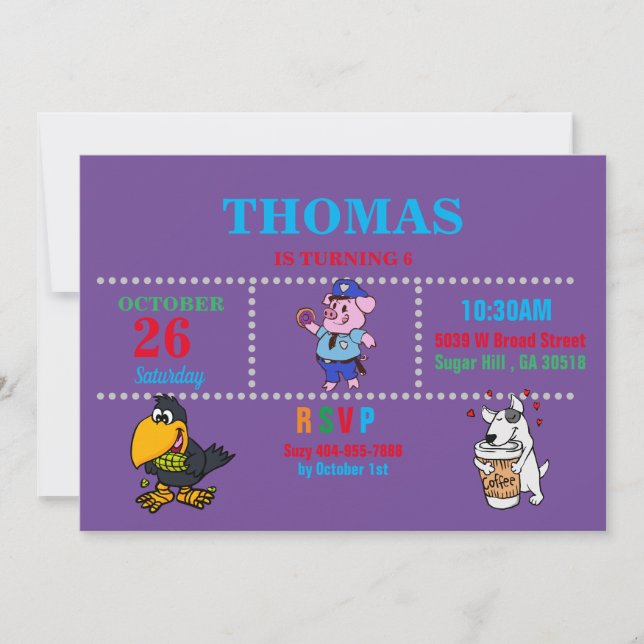 Porco, Corvo, Cão Engraçado Convite (Frente)