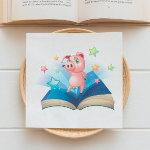 Porco Dançando Em Guardanapos de Livro