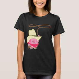 Porco De Cartoon Bonito Com Camiseta Lariat