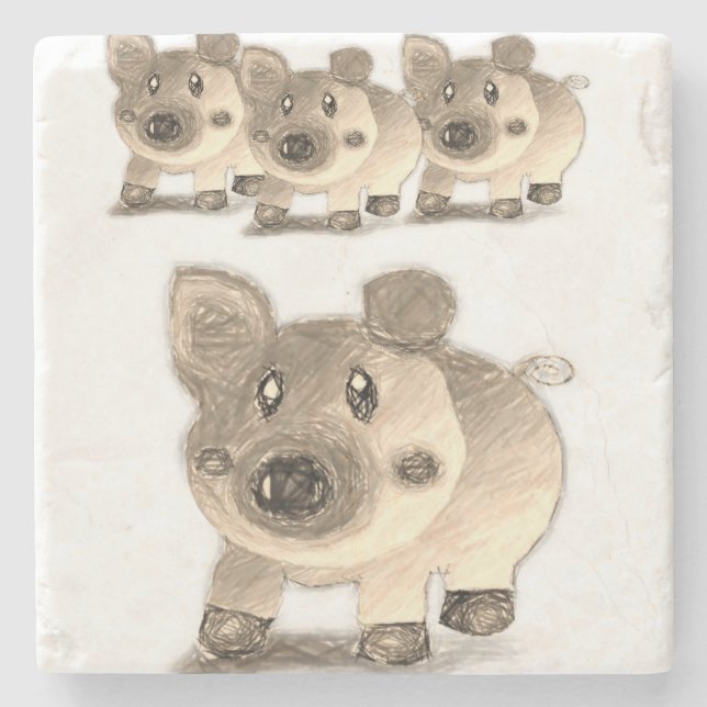 Porco de Porta copos de pedra Marble (Frente)