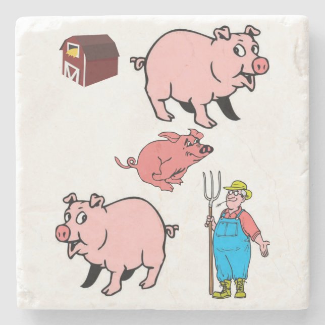 Porco de Porta copos de pedra Marble (Frente)