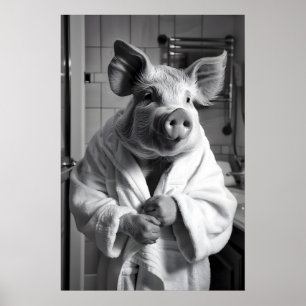 Porco Engraçado em Robe de Banho Impressão Humor d