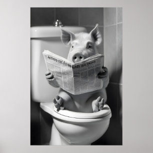 Porco Engraçado Impressão Banheiro, Jornal do Banh