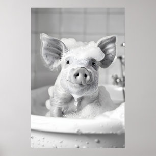 Porco Engraçado na Banheira Impressão AI Arte de B