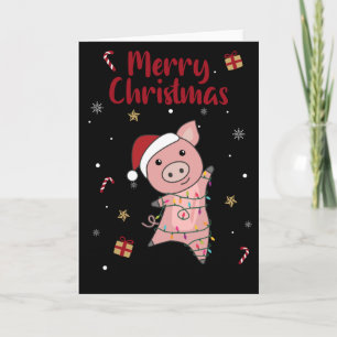 Porco Feliz Natal Animais Porcos Cartão