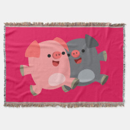 Porcos brancos, pretos e brancos jogam cobertor