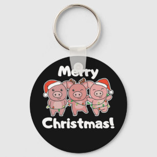 Porcos de Natal bonitos Porcos Feliz Chaveiro de N