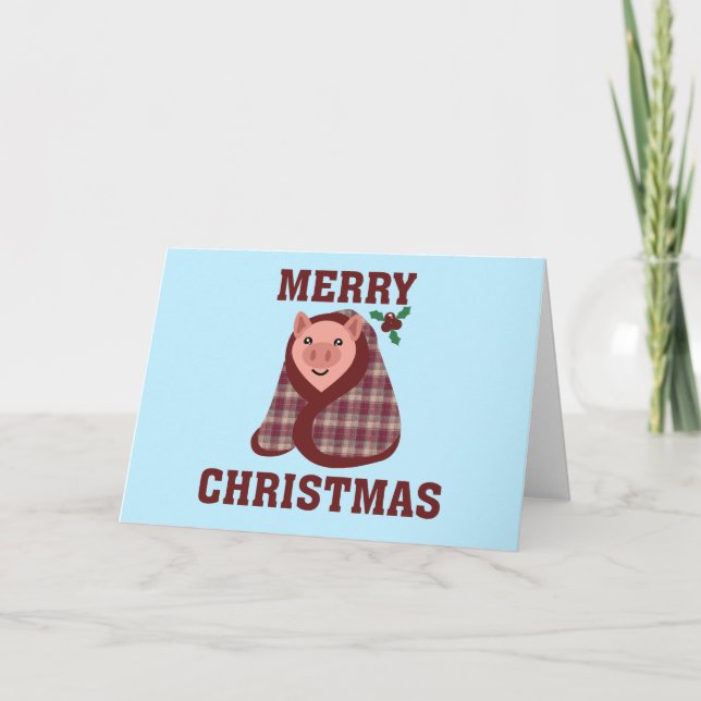 Porcos em cobertores cartão de Natal (Frente)