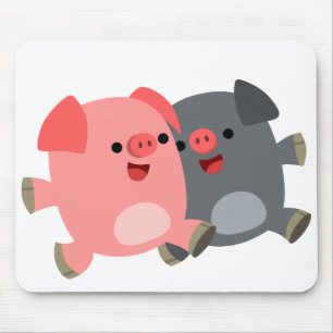 Porcos preto e branco bonitos Mousepad dos