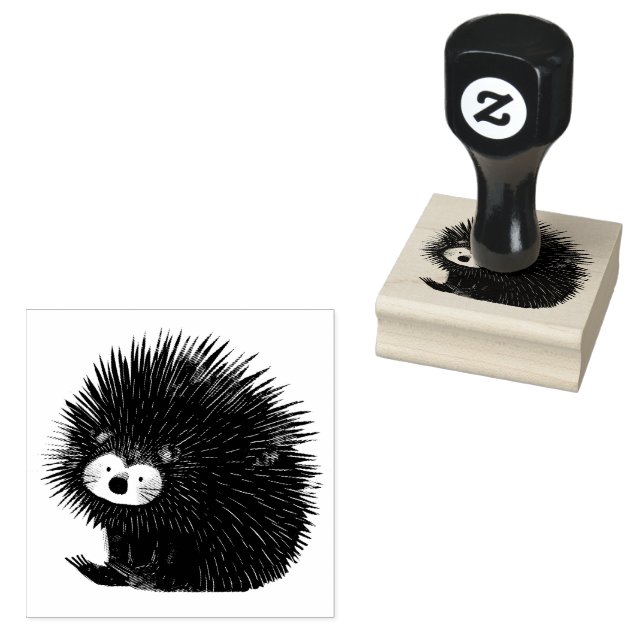 Porcupine Quill Animal Cute | Carimbo de borracha (Carimbado)