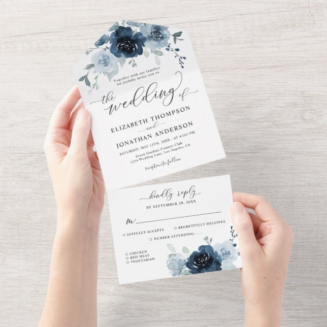 Pormenores sobre Casamento Floral de Marinho Azul  (Aba destacável)