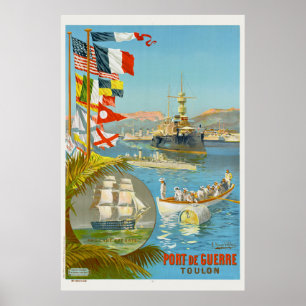 Port de Guerre. Toulon. Poster vintage França 190