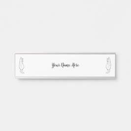 Porta Arte Linear de Gato Minimalista | Placa de Nome Pe