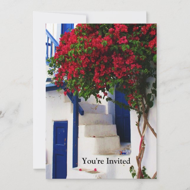 Porta Azul Grega - Mykonos, convite para Grécias (Frente)