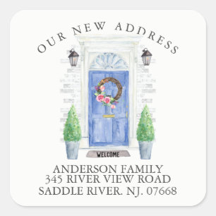 Porta Azul   Novo adesivo do rótulo do endereço re