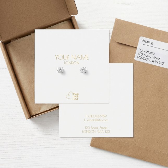 Porta-brinco de ouro simples (Simple gold heart earring holder.)