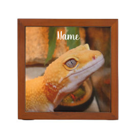 Porta-caneta Leopardo Amarelo Personalizado Gecko Lizard