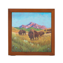 O búfalo vagueia o suporte da mesa e encerra o